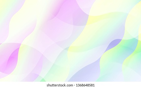 Geometric Pattern With Lines, Wave. Blur Sweet Dreamy Gradient Color Background. For Your Graphic Invitation Card, Poster, Brochure. Vector Illustration