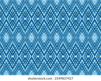 The geometric pattern of the local fabric is dark blue and can be connected in any direction.