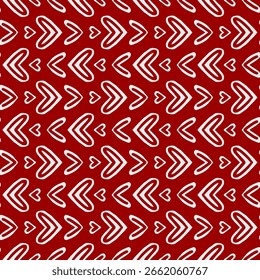 Patrón geométrico - amor y corazón (rojo, blanco) - Imagen de Vector de repetición; Fácilmente editable; Diseño sin fin; Ilustración colorida. Impresión para papel de regalo, embalaje, etc.
