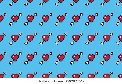 Patrón geométrico con corazones de amor para el Día de San Valentín. Ilustración transparente de gingham blanco rosa con textura de píxel sin brillo para papel de regalo, mantel, manta de picnic, otro diseño de tela de moda.