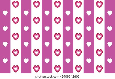 Patrón geométrico con corazones de amor para el Día de San Valentín. Ilustración transparente de gingham blanco rosa con textura de píxel sin brillo para papel de regalo, mantel, manta de picnic, otro diseño de tela de moda.
รู ป แ