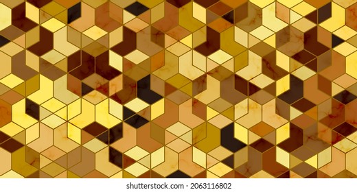 Geometric pattern luxury golden background with polygonal shape and marble texture 