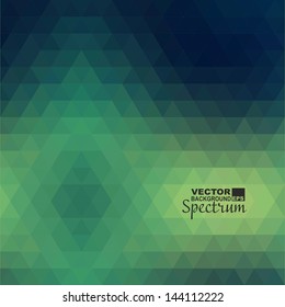 Geometric pattern made  triangles.  Flow of the spectral  green light.