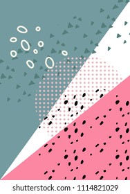 Geometric pattern memphis style background, shapes background. Template for fabric, banner, postcard and any decorative element. Vector illustration