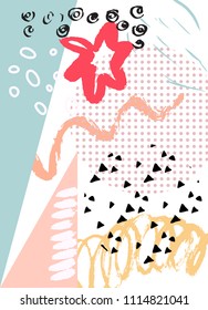 Geometric pattern memphis style background, shapes background. Template for fabric, banner, postcard and any decorative element. Vector illustration