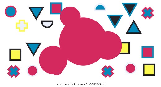 Geometric pattern memphis style background, shapes background. Memphis pattern. Geometric shapes. Hipster style 80s-90s. Color abstract background. Colorful memphis style background.
