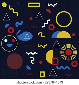 Geometric pattern memphis style background, shapes background.