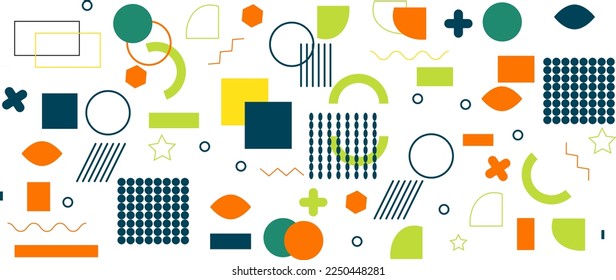Geometric pattern memphis style background, shapes background.