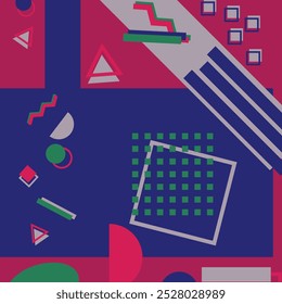 Plano de fundo de estilo memphis de padrão geométrico. Crie sua apresentação.