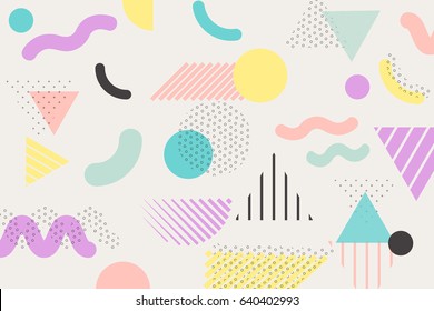 Geometric pattern memphis style background, shapes background