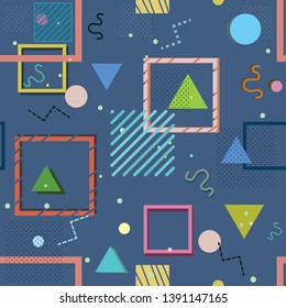 Geometric pattern memphis style background,trendy abstract colourfull shapes background