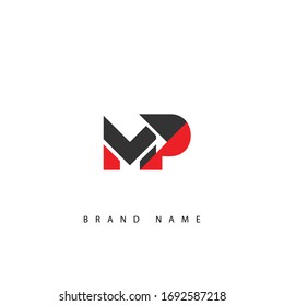 Patrón geométrico Color mínimo del logotipo mínimo basado en icono de letra MP