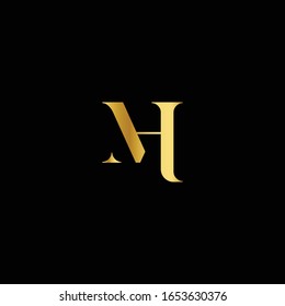 Geometric pattern Minimal and GOLDEN color MH letter icon based minimal logo