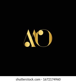 Geometric pattern Minimal and GOLDEN color MO letter icon based minimal logo
