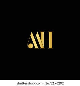 Patrón geométrico logotipo mínimo y GOLDEN color MH letra icono basado en un logotipo mínimo
