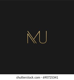 Geometric pattern Minimal and GOLDEN color MU letter icon based minimal logo