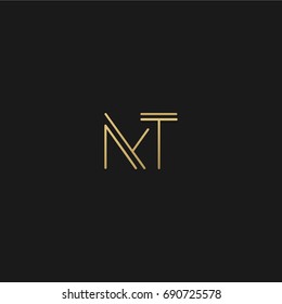 Geometric pattern Minimal and GOLDEN color MT letter icon based minimal logo