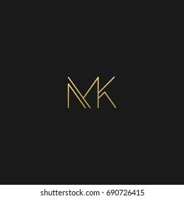 Geometric pattern Minimal and GOLDEN color MK letter icon based minimal logo