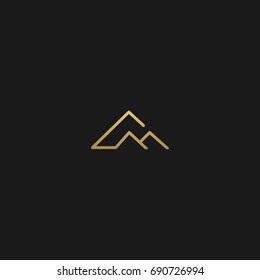 Geometric pattern Minimal and GOLDEN color Mountain shape AM logo