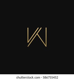 Geometric pattern, Minimal and GOLDEN colour W letter icon based minimal logo