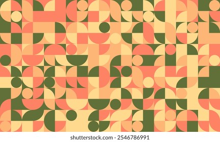 Geometric pattern with minimal shapes and artistic mosaic. Ideal for posters, backgrounds, or seamless textile designs with a trendy and modern feel.