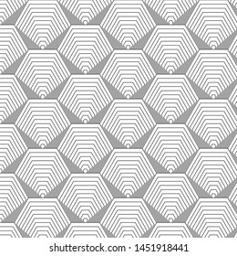 Geometric pattern. Minimal style sacred abstract background decoration. Illustration for fashion minimalistic design. Modern elegant endless wallpaper. Hexagon Vector.