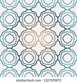 Geometric Pattern With Modern Line Design . Seamless Vector Background. For Scrapbooking Design, Printing, Wallpaper, Decor, Fabric, Invitation. Green brown gradient color.
