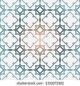 Geometric Pattern With Modern Line Design . Seamless Vector Background. For Scrapbooking Design, Printing, Wallpaper, Decor, Fabric, Invitation. Green brown gradient color.