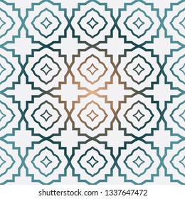 Geometric Pattern With Modern Line Design . Seamless Vector Background. For Scrapbooking Design, Printing, Wallpaper, Decor, Fabric, Invitation. Green brown gradient color.