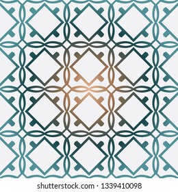 Geometric Pattern With Modern Line Design . Seamless Vector Background. For Scrapbooking Design, Printing, Wallpaper, Decor, Fabric, Invitation. Green brown gradient color.