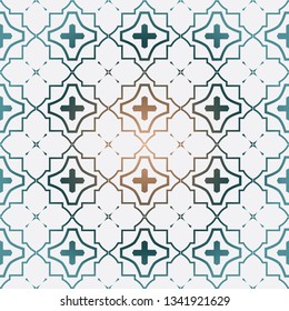 Geometric Pattern With Modern Line Design . Seamless Vector Background. For Scrapbooking Design, Printing, Wallpaper, Decor, Fabric, Invitation. Green brown gradient color.