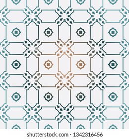 Geometric Pattern With Modern Line Design . Seamless Vector Background. For Scrapbooking Design, Printing, Wallpaper, Decor, Fabric, Invitation. Green brown gradient color.