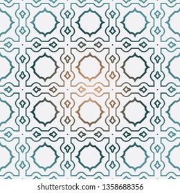 Geometric Pattern With Modern Line Design . Seamless Vector Background. For Scrapbooking Design, Printing, Wallpaper, Decor, Fabric, Invitation. Green brown gradient color.