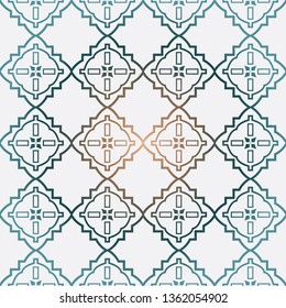 Geometric Pattern With Modern Line Design . Seamless Vector Background. For Scrapbooking Design, Printing, Wallpaper, Decor, Fabric, Invitation. Green brown gradient color.