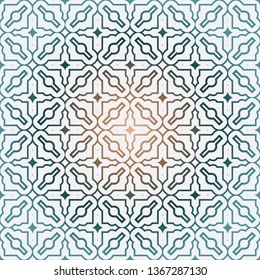 Geometric Pattern With Modern Line Design . Seamless Vector Background. For Scrapbooking Design, Printing, Wallpaper, Decor, Fabric, Invitation. Green brown gradient color.