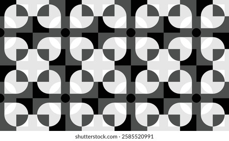 geometric pattern with a monochromatic gray palette and a subtle optical illusion effect. The subtle 3D effect adds an extra layer of interest to the design, making it more dynamic than a purely flat 