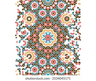 Geometric pattern in Moroccan style zellij. Disintegration effect. Islamic Mosaic Design. 