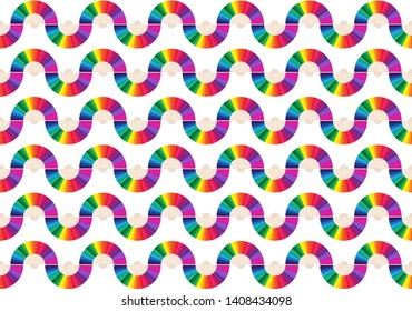 Geometric pattern with multicolored handheld shaped figures. Rainbow Geometric seamless texture vector illustration