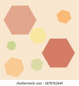 geometric pattern with multi-colored hexagons in soft colors on a modern beige background, can be used to decorate walls, banners, covers