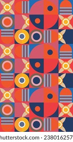Geometric pattern, multicolored seamless pattern of geometric shapes. Vector drawing for packaging design and other products. Design element.