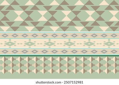 geometric pattern Native American fabric patterns, colorful, used for decoration or all types of fabric projects. Green tone.