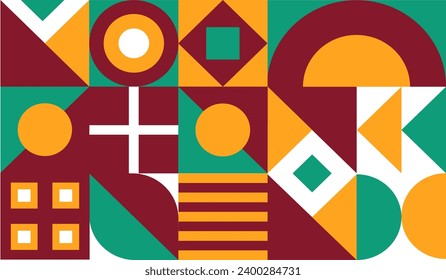 Geometric pattern of natural lines. Abstract elements in the Bauhaus style. Abstract geometric shapes. Vector illustration. Minimal natural shapes