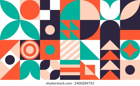 Geometric pattern of natural lines. Abstract elements in the Bauhaus style. Abstract geometric shapes. Vector illustration. Minimal natural shapes