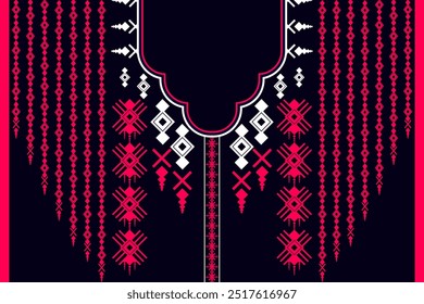 geometric pattern necklace Suitable for African or Arab women and Ukrainian women who want a unique design. Vectors created for fashion backgrounds, wallpapers, backgrounds, shirt styles, and more.