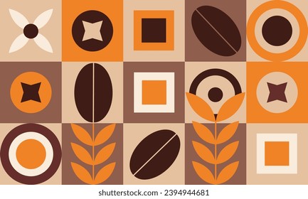 Geometric pattern on the theme of coffee. Coffee pattern for packaging, print, banner. Vector drawing, design element.