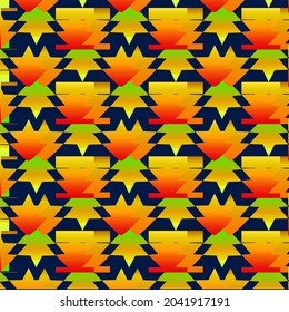 geometric pattern with orange elements on dark blue background