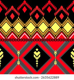 geometric pattern Orange,Yellow. Native American tribal fabric, design vector for woven textile printing, tile, Saree, carpet, cards, picture books,ethnic boho indian texture ornament seamless pattern