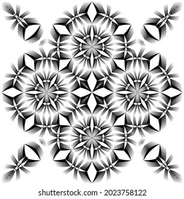 Geometric pattern, ornament, abstract black and white floral background, vector decorative element.