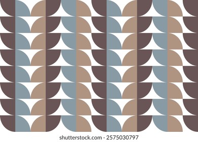 Geometric pattern with overlapping shapes in shades of blue, brown, and beige