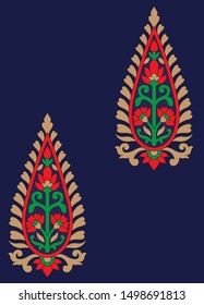 Geometric Pattern paisley design pattern on navy